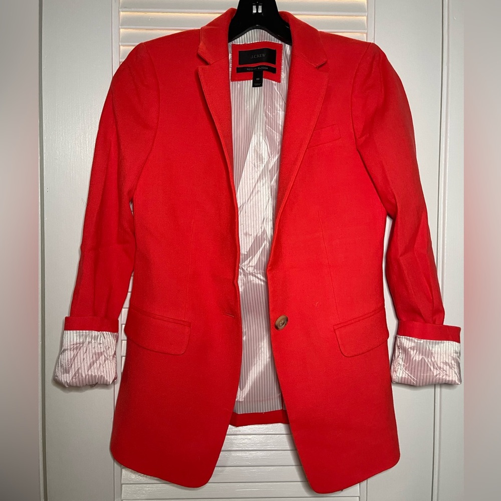 J.Crew Regent Orange Red Wool Blazer Size 00